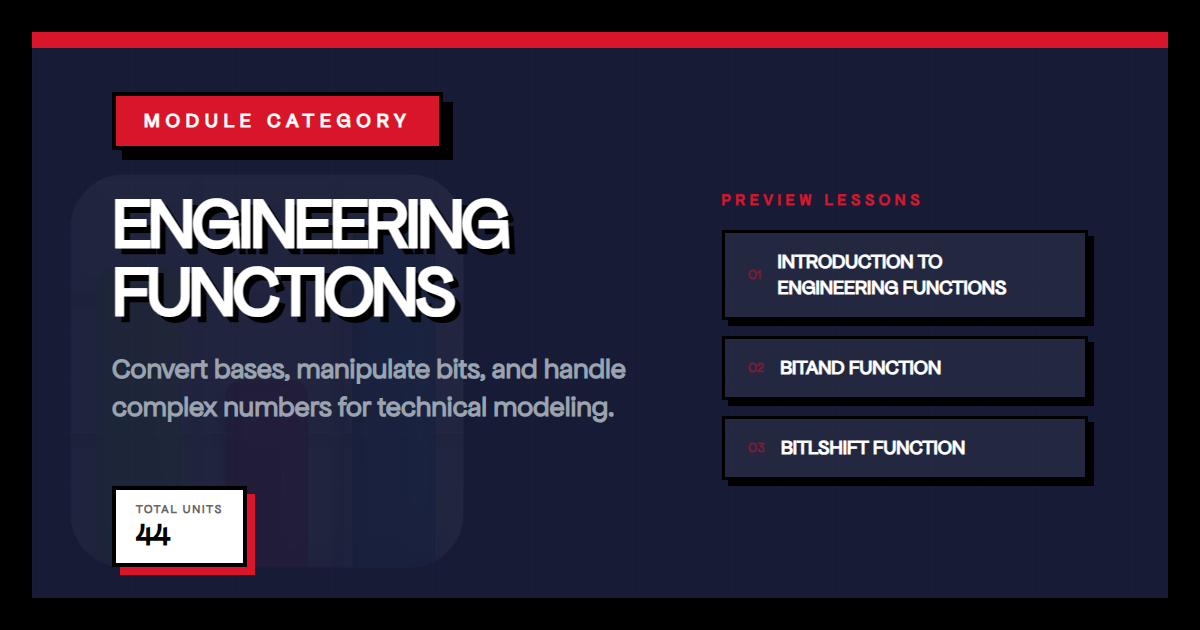 21 Excel Engineering Functions with Interactive Exercises