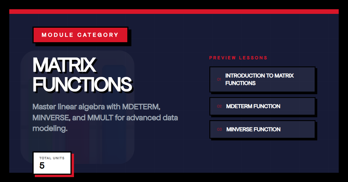 5 Excel Matrix Functions with Interactive Exercises