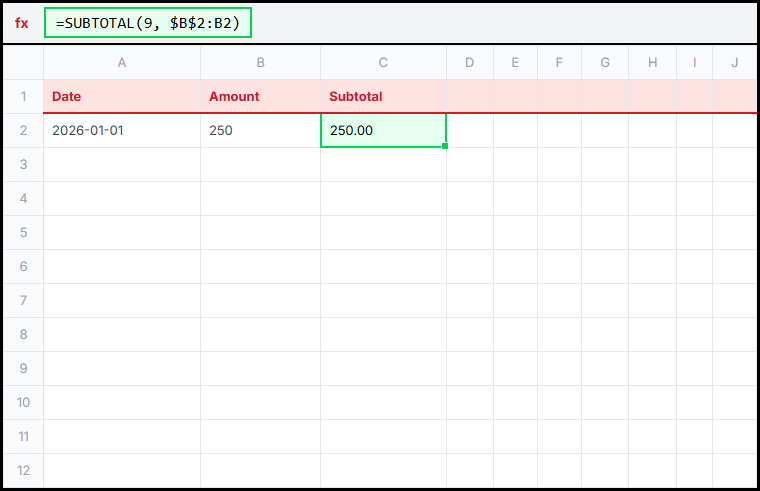 Subtotal Running Illustration