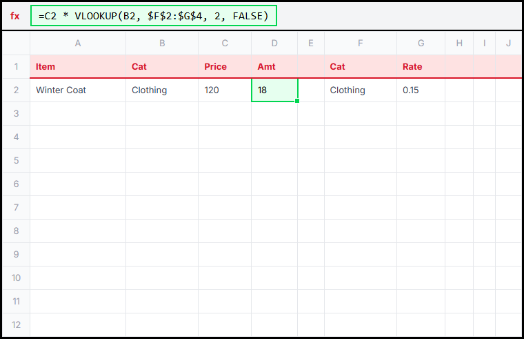 VLOOKUP Rates Illustration