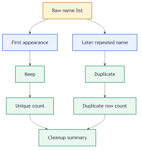 Duplicate name cleanup problem flow