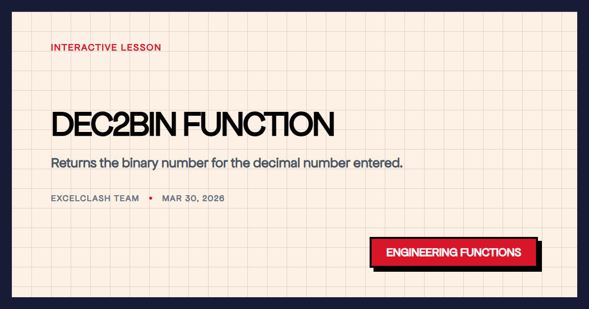 DEC2BIN Function