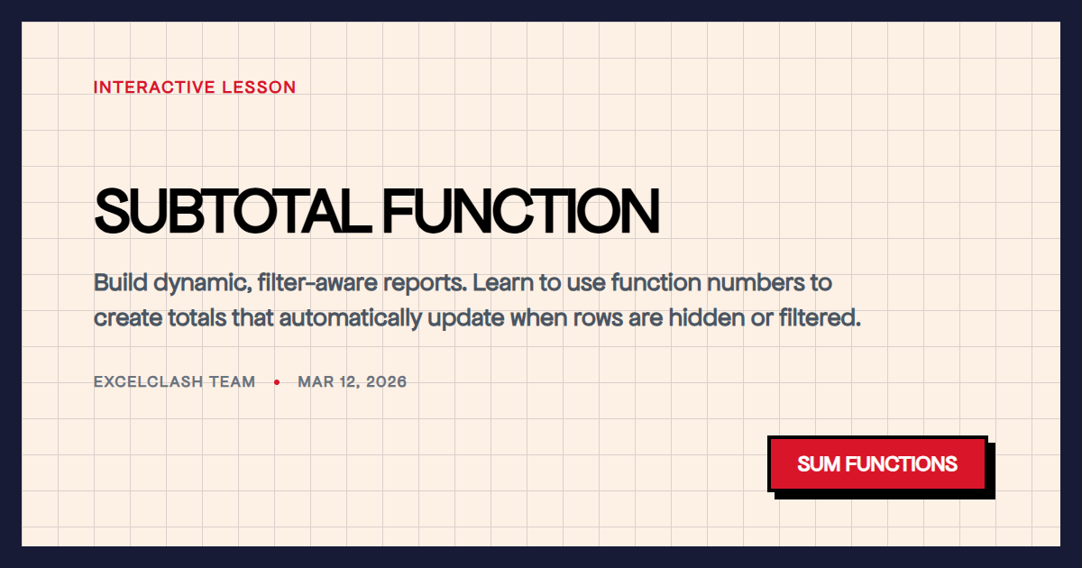 SUBTOTAL Function